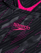 Speedo - Hyperboom Allover Medalist Swimsuit - Black/Pink - Logo
