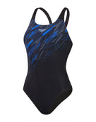 Speedo - Hyperboom Placement Muscleback Swimsuit - Black/Blue - Product Front