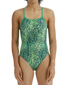 TYR - Girls Atolla Durafast Lite Diamondfit Swimsuit - Green - Model Front