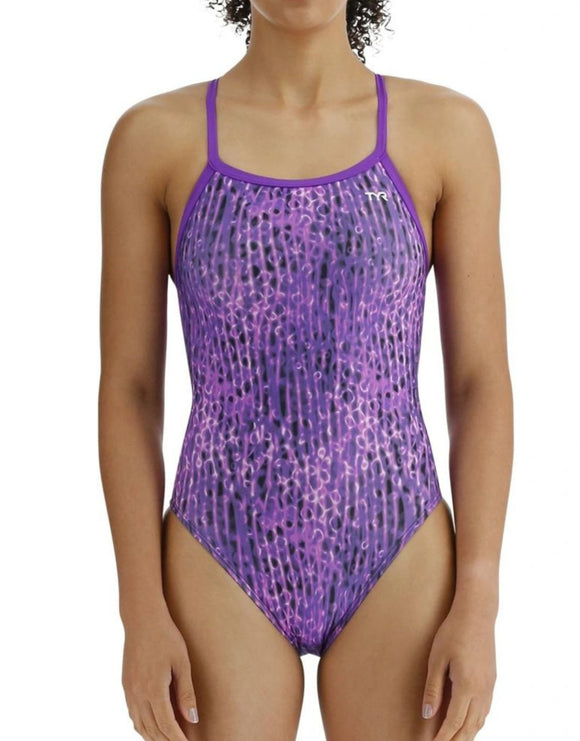TYR - Girls Atolla Durafast Lite Diamondfit Swimsuit - Purple - Model Front