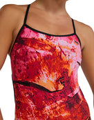 TYR - Gladius Durafast Elite Trinityfit Swimsuit - Pink/Orange - Model Front Close Up