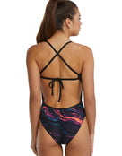 TYR - Magmata Durafast Elite Crosscutfit Swimsuit - Gold/Metal Rainbow/Black - Model Back