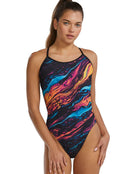 TYR - Magmata Durafast Elite Crosscutfit Swimsuit - Gold/Metal Rainbow/Black - Model Front