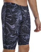 TYR - Mens Thresher Hyperblitz Swim Jammer - Titanium Black - Model Side Close Up