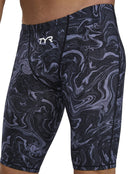 TYR - Mens Thresher Hyperblitz Swim Jammer - Titanium Black - Model Front/Side Close Up