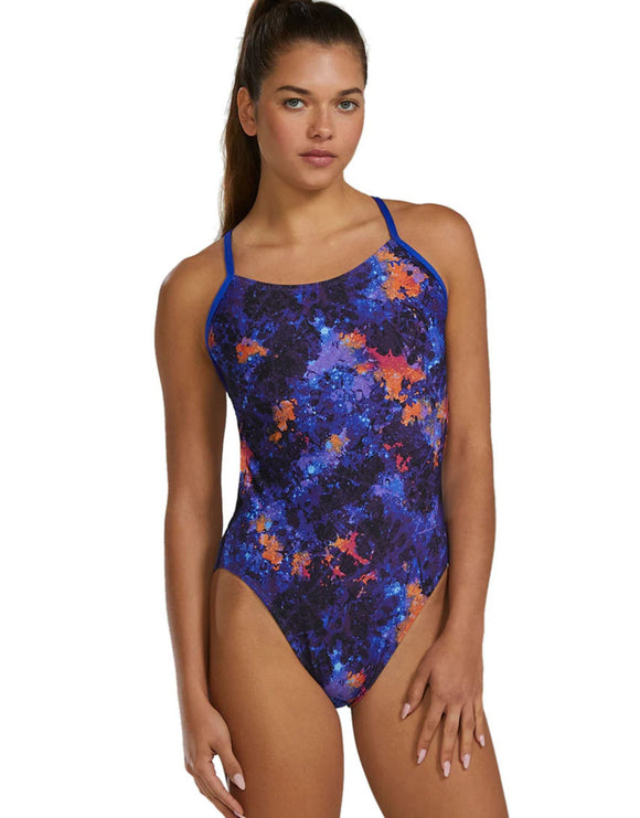 TYR - Montipora Durafast Elite Cutoutfit Swimsuit - Purple/Orange - Model Front