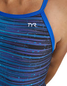 TYR - Speedwarp Durafast Elite Diamondfit Swimsuit - Blue - Logo Close Up