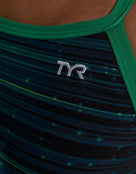 TYR - Speedwarp Durafast Elite Diamondfit Swimsuit - Green - Logo Close Up