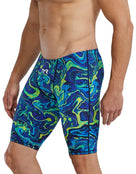 TYR - Mens Thresher Hyperblitz Swim Jammer - Blue/Green - Model Side