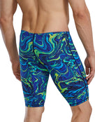 TYR - Mens Thresher Hyperblitz Swim Jammer - Blue/Green - Model Back