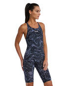 TYR - Womens Thresher Hyperblitz Open Back Kneeskin - Titanium Black - Model Front/Side