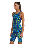 TYR - Womens Thresher Hyperblitz Open Back Kneeskin - Blue/Green - Model Front/Side