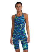 TYR - Womens Thresher Hyperblitz Open Back Kneeskin - Blue/Green - Model Front