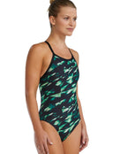 TYR - Triadic Durafast Elite Diamondfit Swimsuit - Green - Model Side/Front