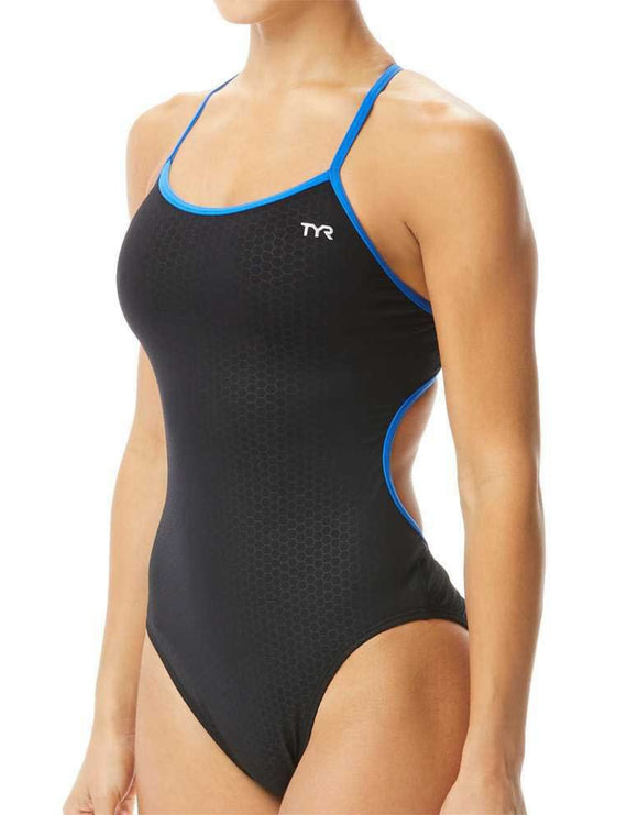 TYR - Hexa Durafast Elite Trinityfit Swimsuit - Black/Blue - Front