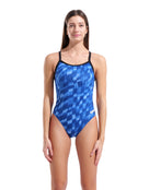 Arena - Wave Challenge Back Swimsuit - Black/Royal - Model Front