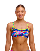 Funkita Wet Wave Racerback Sports Top - Blue/Multi - Product Front