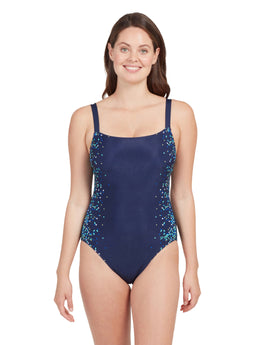 Zoggs - Womens Blue Chime Adjustable Classicback Swimsuit - Navy/Blue - Model Front
