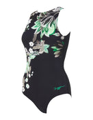 Botanica Hi Front Swimsuit - Black/Green