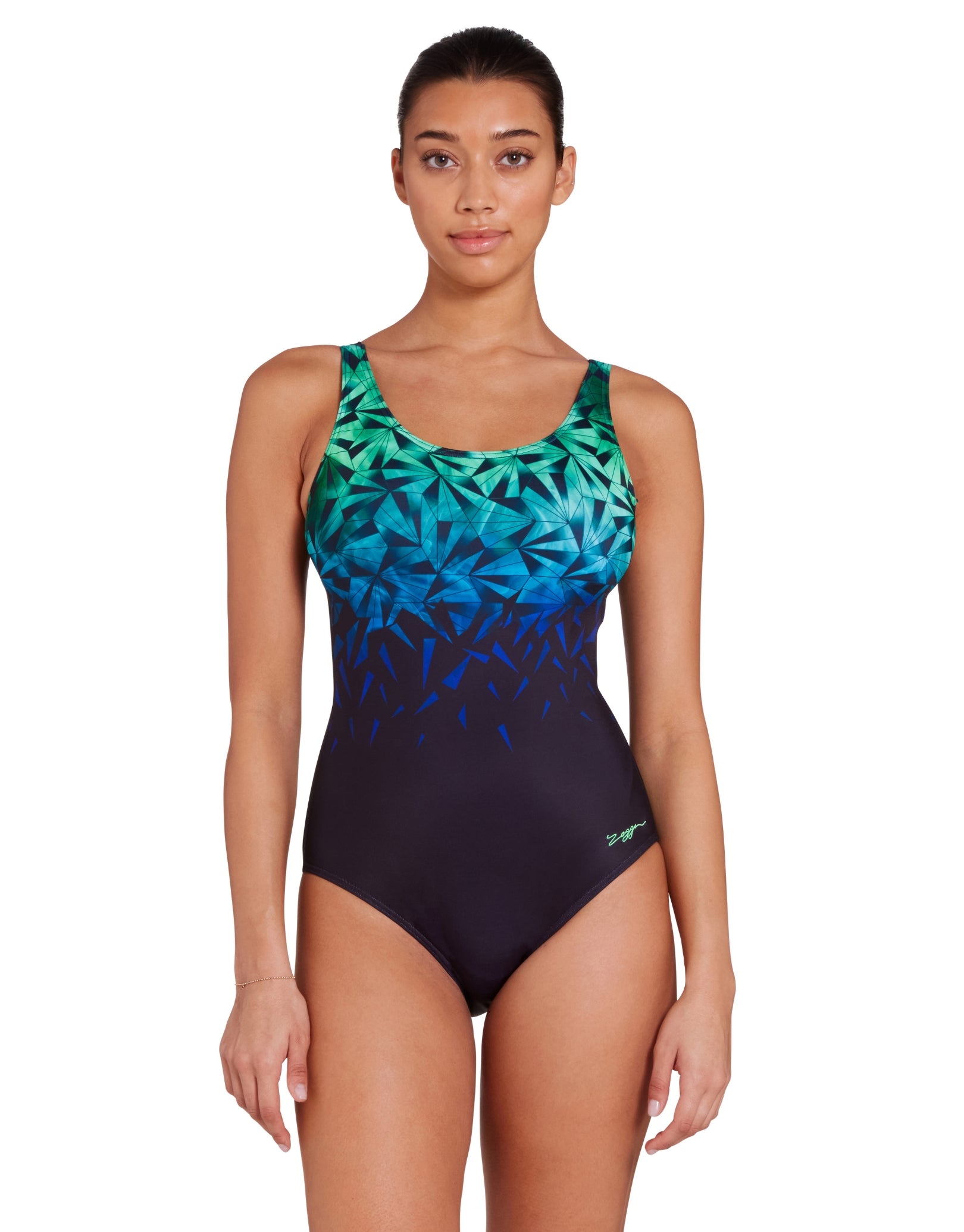 Zoggs Cyber Adjustable Scoopback Swimsuit Blue/Black Simply