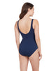 Zoggs - Womens Enigma Wrap Front Crossover V Back Swimsuit - Navy - Model Front/Side