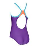Zoggs - Girls Kerrawa Strikeback Swimsuit - Purple/Light Blue/Red - Product Back