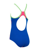 Zoggs - Girls Medley Rainbow Front Lined Strikeback Swimsuit - Blue/Multi - Product Back