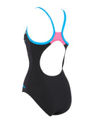 Zoggs - Womens Neon Sparkle Strikeback Swimsuit - Black/Blue - Product Back