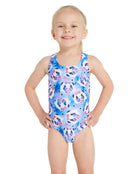 Zoggs - Tots Girls Party Panda Actionback Swimsuit - Blue - Model Front