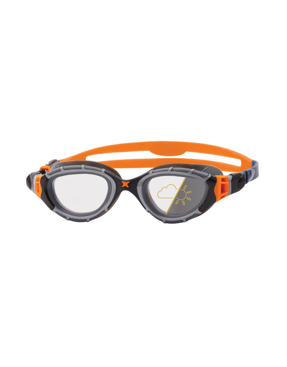 Zoggs - Predator Flex Reactor Swim Goggles - Photochromic Lens - Grey/Orange - Product Front/Side
