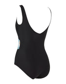 Zoggs - Womens Sea Dreamer Front Crossover V Back Swimsuit - Black/Blue - Product Back