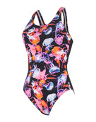 Zoggs - Womens Sea Flowers Actionback Swimsuit - Black/Multi - Product Front
