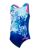 Zoggs - Tots Girls Sea Horse Actionback Swimsuit - Blue/Pink - Product Front