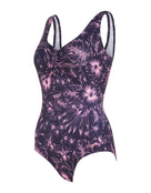 Zoggs - Womens Sunset Bloom Marley Scoopback Swimsuit - Purple - Product Front