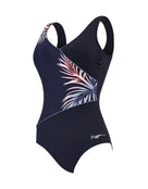 Zoggs - Sunset Palms Wrap Front Swimsuit - Black - Product Front