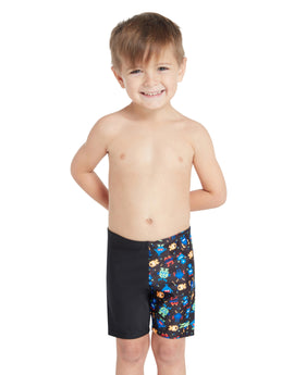 Zoggs - Tots Boys Pixel Monsters Mid Swim Jammer - Black/Multi - Model Front
