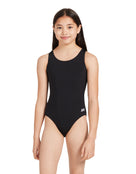 Zoggs - Girls Cottesloe Sportsback Swimsuit - Black - Model Front