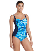 Zoggs-womens-swimsuit-462355-ruched-front-aqua-digital_front-model