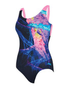 Zoggs - Acid Wave Speedback Swimsuit - Black/Pink - Product Only Design