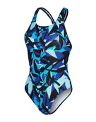Speedo - Allover Digital Powerback Swimsuit - Blue/Black - Product Only Front/Side