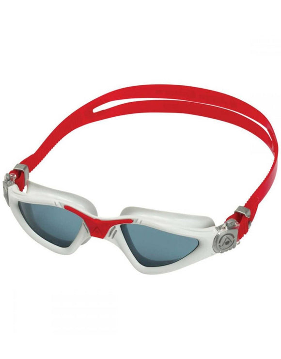Aqua Sphere - Kayenne Swim Goggles - White/Red/Tinted Lens - Front/Left Side - Product Design/Look