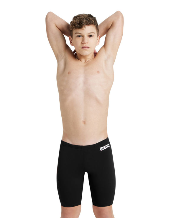 Arena - Boys Team Solid Swim Jammer - Black/White - Model Front Pose