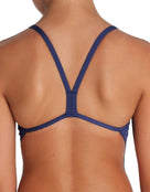 Arena - Girls Team Challenge Solid Swimsuit - Navy/White - Swimsuit Back Close