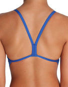 Arena - Girls Team Challenge Solid Swimsuit - Royal/White - Model Back Close