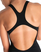 Arena - Girls Team Swim Pro Solid Swimsuit - Black/White - Model Back