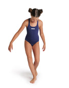 Arena - Girls Team Swim Pro Solid Swimsuit - Navy/White - Front Full Body
