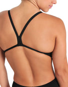 Arena - Team Challenge Solid Swimsuit - Model Back - Black/White