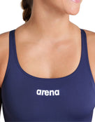 Arena - Team Swim Pro Solid Swimsuit - Navy/White - Logo Close