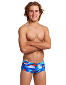 Funky Trunks - Boys Battle Blue Sidewinder Swimming Trunks - Model Pose