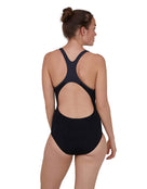 Speedo Womens Dot Panel Laneback Swimsuit - Black - Back